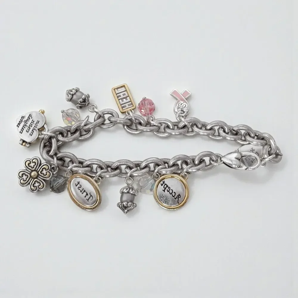 Brighton Power of Pink Charm Bracelet 2006 Retired Breast Cancer Awareness